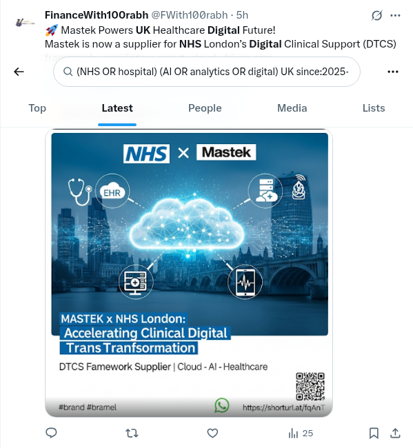 Mastek NHS Digital Clinical Support framework announcement